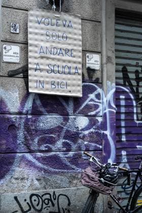 September 23, 2026, Turin, To, Italy: A human bike path to raise awareness about cycling deaths and accidents. Yesterday, Tuesday, September 22, a seven-year-old boy died while cycling to school. Turin, September 23, 2026. Turin Italy  - ZUMAa289 20260923_zia_a289_019 Copyright: xSelenexDanielex xAgfx