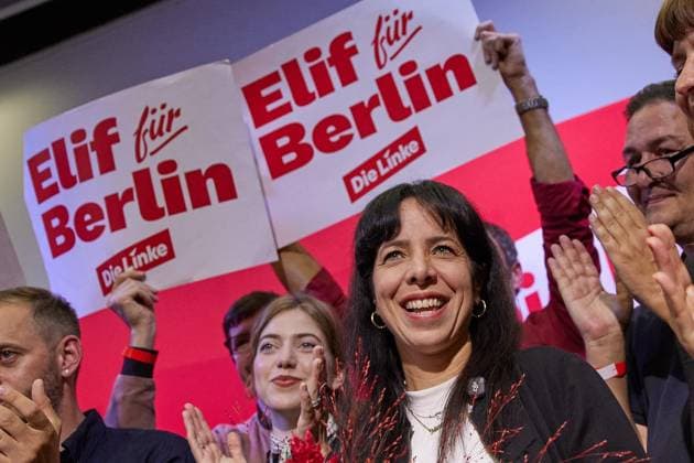 State Party Convention of the Left Party ** FOR EDITORIAL PURPOSES ONLY ** EDITORIAL USE ONLY ** p Elif Eralp, the Left Party’s top candidate for the House of Representatives election, is celebrated at her party’s state convention Germany Berlin Berlin Copyright JörgxCarstensen Copyright: JörgxCarstensen doc87ra2rh4iw3e4je67q6 ,EDITORIAL USE ONLY Copyright: JörgxCarstensen