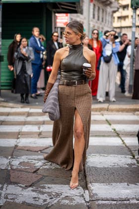 Street Style: Sportmax fashion show during the Milan Fashion Week - Womenswear Spring Summer 2027 in Milan, Italy, on 25 September 2026 Street Style: A guest is seen outside of the Sportmax fashion show during the Milan Fashion Week - Womenswear Spring Summer 2027 in Milan, Italy, on 25 September 2026., Credit:Stefano Costantino TTL Stefano Costantino Avalon Italy, Milan  Copyright: xStefanoxCostantinoxTTLx xStefanoxCostantinox xAvalonx 1138226705