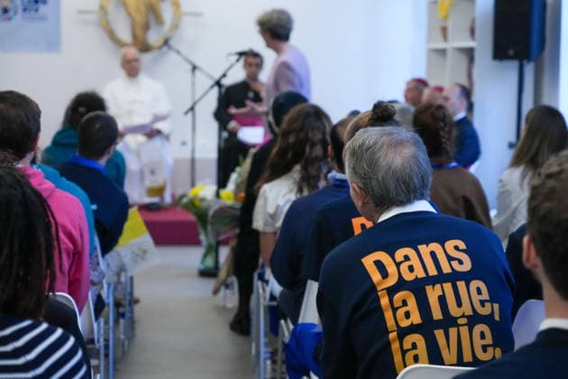 POPE LEO XIV VISITS MAISON BAKHITA SOCIAL INTEGRATION CENTER - PARIS France, Paris, Vatican, 2026 9 26 Pope Leo XIV visits Maison Bakhita Center for Accompaniment and Social Integration, dedicated to welcoming and supporting migrants, during his apostolic journey to France. EDITORIAL USE ONLY - NO BOOKS Copyright: xPOOL xCatholicxPressxPhotox