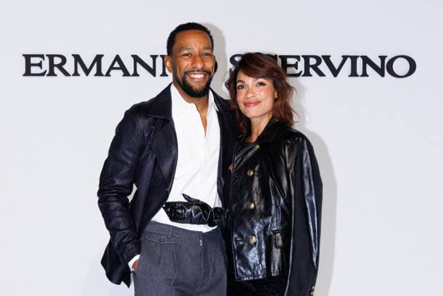 IPA88990803 - Milan, Milan Women™s Fashion Week Spring Summer 2027 - Women™s Fashion, Spring Summer 2027 - Ermanno Scervino fashion show - guests - Pictured: Adama Sanneh and Rosario Dawson  Copyright: xCinziaxCamelax xx IPA88990803