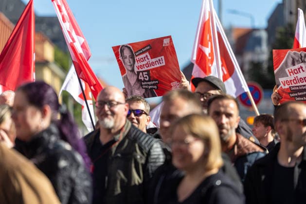 Protest Against Social Cuts in Erfurt, September 26, 2026: In Erfurt, Thuringia, several thousand people protested against the government’s plans to dismantle the welfare state. Among them were workers from the nursing, healthcare, and social services sectors. 26092026_ppb-32