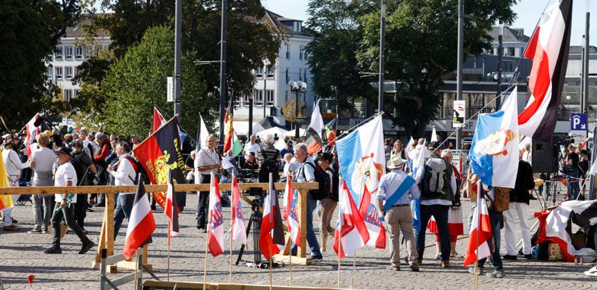 Reichsbürger Rally, September 26, 2026: Participants in the Reichsbürger rally plan to march through downtown Darmstadt carrying flags and historical symbols, and to hold a rally at Karolinenplatz in Darmstadt, Hesse, Germany, despite counter-demonstrations and restrictions.