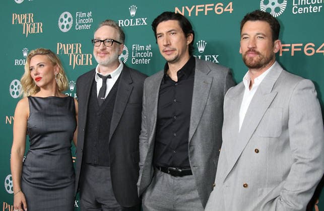 New York September 25, 2026. Scarlett Johanssonm, James Gray, Adam Driver and Miles Teller attend 64th New York Film Festival - NYFF64, Open Night premiere of Paper Tiger at Alice Tully Hall Lincoln Center in New York. September 25,2026. Copyright: xEWx