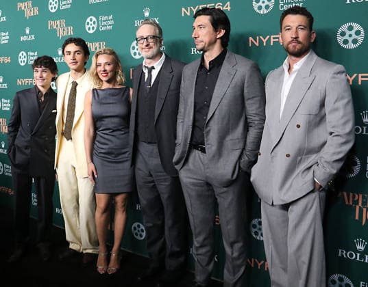 New York September 25, 2026. Roman Engel, Gavin Goudey, Scarlett Johansson, James Gray, Adam Driver and Miles Teller attend 64th New York Film Festival - NYFF64, Open Night premiere of Paper Tiger at Alice Tully Hall Lincoln Center in New York. September 25,2026. Copyright: xRWx