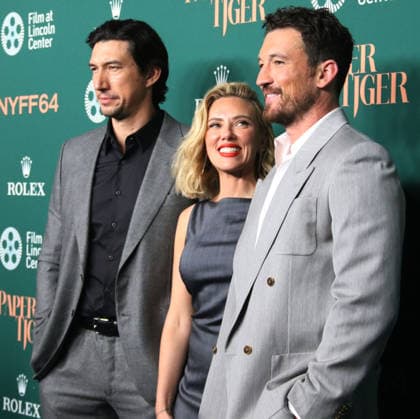 New York September 25, 2026. Adam Driver, Scarlett Johanssonm, and Miles Teller attend 64th New York Film Festival - NYFF64, Open Night premiere of Paper Tiger at Alice Tully Hall Lincoln Center in New York. September 25,2026. Copyright: xEWx