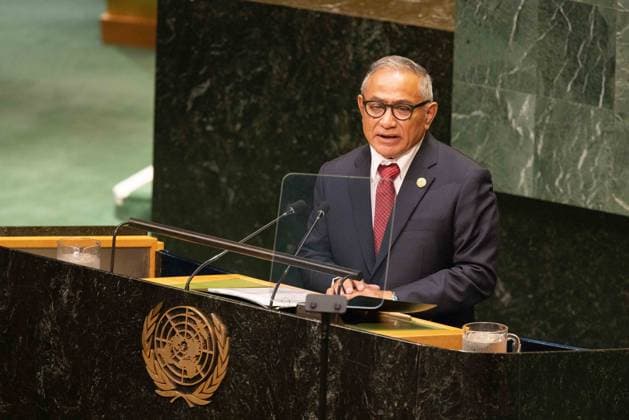 September 26, 2026, New York City, USA: Belize Prime Minister John Briceno addresses delegates during the General Debate of the 81st session of the United Nations General Assembly at the UN Headquarters in New York City. New York City USA - ZUMAl194 20260926_zip_l194_010 Copyright: xMarekxLadzinskix