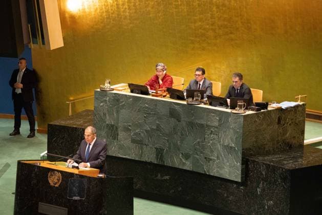 September 26, 2026, New York City, USA: Russian Foreign Minister Sergey Lavrov addresses the General Debate of the 81st session of the United Nations General Assembly at the UN Headquarters in New York City. New York City USA  - ZUMAl194 20260926_zip_l194_030 Copyright: xMarekxLadzinskix