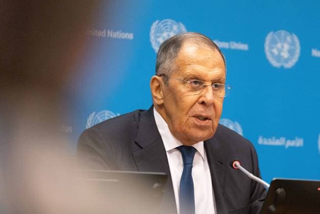 September 26, 2026, New York City, USA: Russian Foreign Minister Sergey Lavrov speaks during a press briefing following his address to the 81st session of the United Nations General Assembly at the UN Headquarters in New York City. New York City USA - ZUMAl194 20260926_zip_l194_040 Copyright: xMarekxLadzinskix
