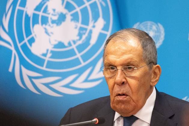 September 26, 2026, New York City, USA: Russian Foreign Minister Sergey Lavrov speaks during a press briefing following his address to the 81st session of the United Nations General Assembly at the UN Headquarters in New York City. New York City USA - ZUMAl194 20260926_zip_l194_056 Copyright: xMarekxLadzinskix
