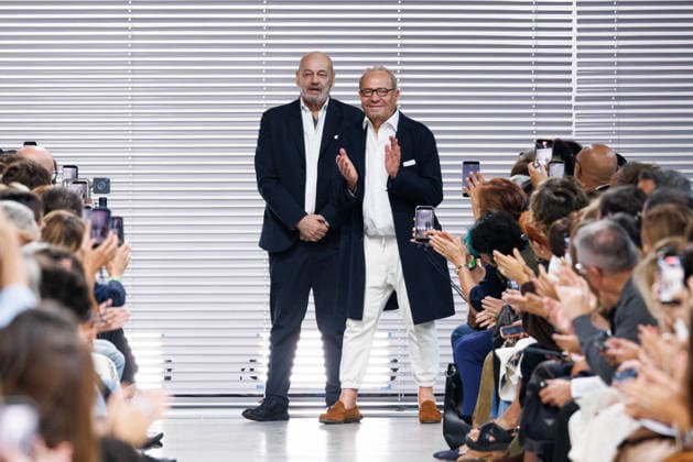 IPA89005336 - Milan, Milan Women™s Fashion Week Spring Summer 2027 - Women™s Fashion, Spring Summer 2027 - Ermanno Scervino fashion show - pictured on the runway: CEO Toni Scervino and designer Ermanno Daelli.  Copyright: xCinziaxCamelax xx IPA89005336
