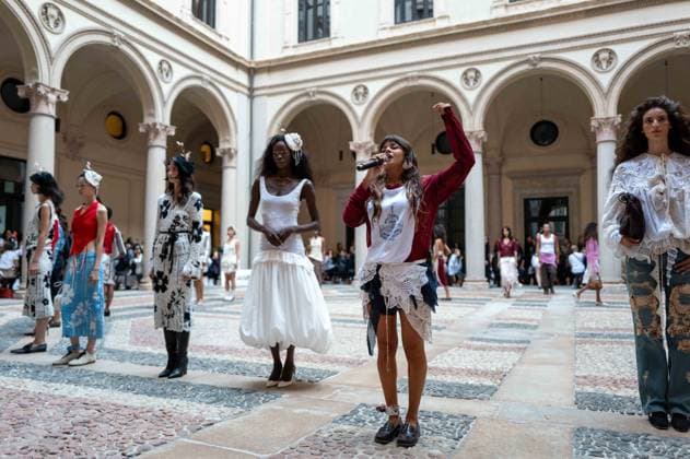 IPA89006466 - Milan, Milan Women™s Fashion Week Spring Summer 2027 - Women™s Fashion, Spring Summer 2027 - Marco Rambaldi™s fashion show - front row Pictured: models  Copyright: xRiccardoxGIordanox xRiccardoxGiordano IPAx IPA89006466