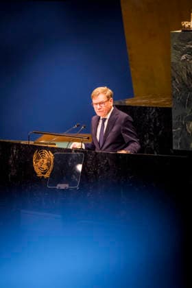German Foreign Minister Johann Wadephul during his speech to the UN General Assembly in New York, September 26, 2026, at UN Headquarters. Photographed on behalf of the German Foreign Office, New York, New York Copyright: xDominikxButzmannx