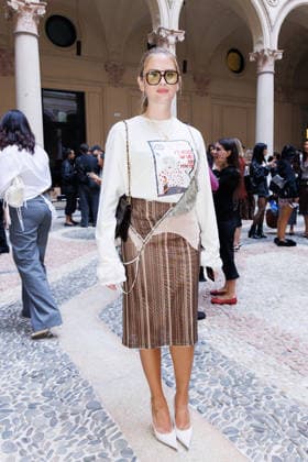 IPA89010824 - Milan, Milan Women™s Fashion Week Spring Summer 2027 - Women™s Fashion, Spring Summer 2027 - Marco Rambaldi™s fashion show - guests - Pictured: Valentina Ferragni  Copyright: xCinziaxCamelax xx IPA89010824