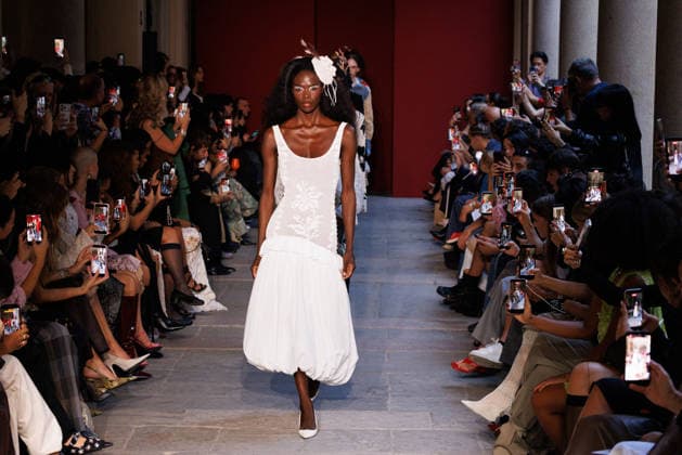 IPA89012885 - Milan, Milan Women™s Fashion Week Spring Summer 2027 - Women™s Fashion, Spring Summer 2027 - Marco Rambaldi™s fashion show - pictured on the runway: Model  Copyright: xCinziaxCamelax xx IPA89012885