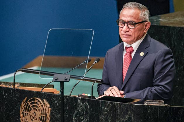 September 26, 2026, New York, New York, United States: Prime Minister of Belize JOHN BRICENO addresses the General Debate of the 81st UN General Assembly, highlighting the priorities of Belize and other Small Island Developing States, including climate vulnerability, development and climate finance, protection of oceans and biodiversity, regional security and the need for a more equitable international financial system. New York United States - ZUMAo116 20260926_znp_o116_013 Copyright: xBiancaxOterox