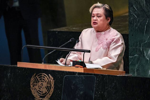 September 26, 2026, New York, New York, United States: MA. THERESA LAZARO, Secretary of Foreign Affairs of the Philippines, addresses the General Debate of the 81st UN General Assembly, highlighting maritime security, international law, ASEAN cooperation and the need for stronger Global South participation in addressing development and global security challenges. New York United States - ZUMAo116 20260926_znp_o116_041 Copyright: xBiancaxOterox