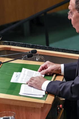 September 26, 2026, New York, New York, United States: Russian Foreign Minister SERGEY LAVROV reads his prepared remarks at the podium as he addresses the General Debate of the 81st UN General Assembly. LavrovÃ¢â‚¬â ¢s appearance comes amid continuing tensions over RussiaÃ¢â‚¬â ¢s war in Ukraine, European security and relations with the United States, as Moscow continues an intensive round of diplomacy during UNGA81. New York United States - ZUMAo116 20260926_znp_o116_057 Copyright: xBiancaxOterox