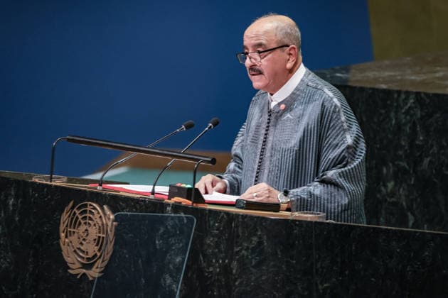 September 26, 2026, New York, New York, United States: MOHAMED ALI NAFTI, Minister of Foreign Affairs, Migration and Tunisians Abroad of Tunisia, addresses the General Debate of the 81st UN General Assembly, with Tunisia highlighting Palestine, development, migration and the need for a more equitable multilateral international system. New York United States - ZUMAo116 20260926_znp_o116_116 Copyright: xBiancaxOterox