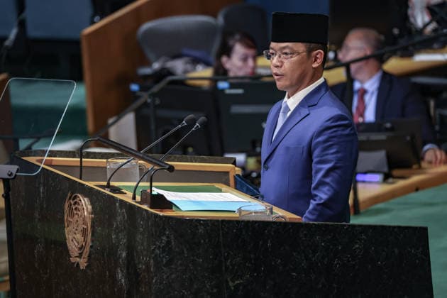September 26, 2026, New York, New York, United States: SUGIONO, Minister for Foreign Affairs of Indonesia, addresses the General Debate of the 81st UN General Assembly, highlighting IndonesiaÃ¢â‚¬â ¢s call for greater global resilience, stronger representation for the Global South and reform of the UN, while reaffirming the countryÃ¢â‚¬â ¢s longstanding support for Palestinian statehood and peace in Gaza. New York United States - ZUMAo116 20260926_znp_o116_169 Copyright: xBiancaxOterox