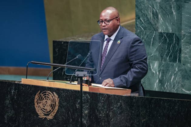 September 26, 2026, New York, New York, United States: MULAMBO HAMAKUNI HAIMBE, Minister of Foreign Affairs and International Cooperation of Zambia, addresses the General Debate of the 81st UN General Assembly, representing President Hakainde Hichilema. Zambia has used UNGA81 to advance its Grow Zambia Agenda, seeking greater investment and development financing while promoting climate resilience, energy diversification and its candidature for the UN Human Rights Council. New York United States - ZUMAo116 20260926_znp_o116_166 Copyright: xBiancaxOterox