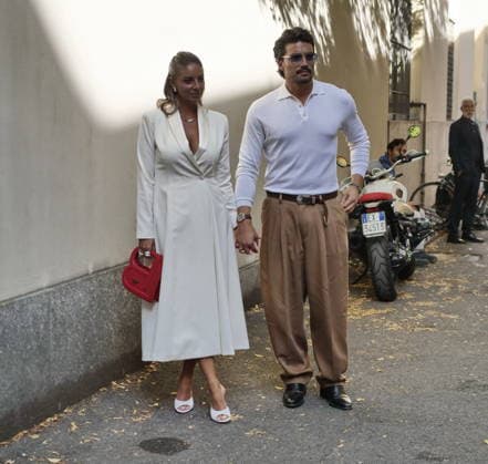 IPA89015072 - Milan, Milan Women s Fashion Week: Spring Summer 2026 2027 - Women s Fashion, Spring Summer 2026–2027, Laura Biagiotti fashion show—Pictured: Mariano di Vaio and Eleonora Brunacci  Copyright: xLucaxPontix xLucaPonti IpaAgencyx IPA89015072