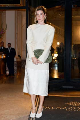 MFW Spring Summer 2027 Bottega Veneta leaving MP MILAN, ITALY - SEPTEMBER 26: Caterina De Angelis leaves her hotel to attending Bottega Veneta fashion show during the Milan Fashion Week - Womenswear Spring Summer 2027 on September 24, 2026 in Milan, Italy. Photo by Marco Piovanotto Abacapress.com Milan Italy  Copyright: xPiovanottoxMarco ABACAx