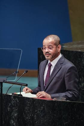 September 26, 2026, New York, New York, United States: SAYYID BADR BIN HAMAD BIN HAMOOD ALBUSAIDI, Foreign Minister of Oman, addresses the General Debate of the 81st UN General Assembly, as Oman continues diplomatic efforts to de-escalate regional tensions, maintain dialogue between opposing sides and safeguard maritime navigation and energy supplies through the Strait of Hormuz. New York United States - ZUMAo116 20260926_znp_o116_134 Copyright: xBiancaxOterox