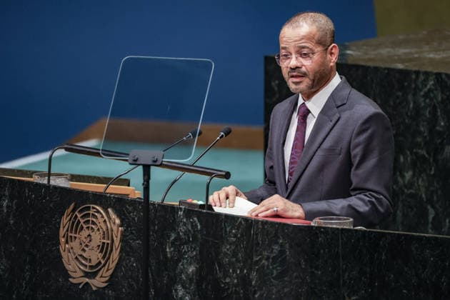 September 26, 2026, New York, New York, United States: SAYYID BADR BIN HAMAD BIN HAMOOD ALBUSAIDI, Foreign Minister of Oman, addresses the General Debate of the 81st UN General Assembly, as Oman continues diplomatic efforts to de-escalate regional tensions, maintain dialogue between opposing sides and safeguard maritime navigation and energy supplies through the Strait of Hormuz. New York United States - ZUMAo116 20260926_znp_o116_135 Copyright: xBiancaxOterox