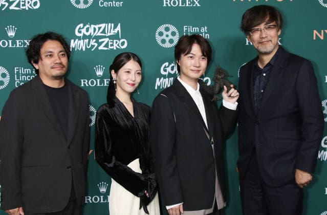 NEW YORK, NY - SEPTEMBER 26: Kazuaki Kishida, Minami Hamabe, RyÃ»nosuke Kamiki and Takashi Yamazaki at the Godzilla Minus Zero Red Carpet during the 64th New York Film Festival at Alice Tully Hall, Lincoln Center on September 26, 2026 in New York City. Copyright: xRWx