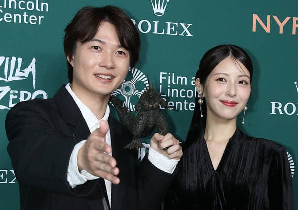 NEW YORK, NY - SEPTEMBER 26: RyÃ»nosuke Kamiki and Minami Hamabe at the Godzilla Minus Zero Red Carpet during the 64th New York Film Festival at Alice Tully Hall, Lincoln Center on September 26, 2026 in New York City. Copyright: xRWx