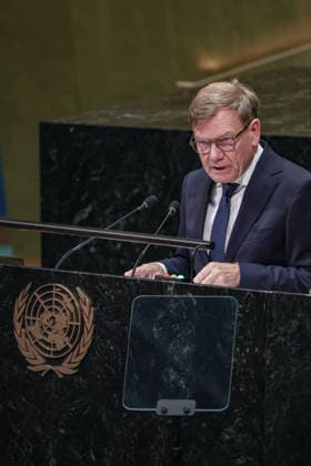 September 26, 2026, New York, New York, United States: JOHANN WADEPHUL, Federal Minister for Foreign Affairs of Germany, addresses the General Debate of the 81st UN General Assembly, with Germany focusing on support for Ukraine, European and maritime security, international cooperation and reform of the UN amid continuing global conflicts. New York United States - ZUMAo116 20260926_znp_o116_110 Copyright: xBiancaxOterox