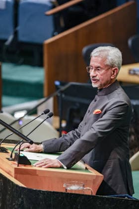 September 26, 2026, New York, New York, United States: SUBRAHMANYAM JAISHANKAR, Minister of External Affairs of India, addresses the General Debate of the 81st UN General Assembly, highlighting the impact of global conflicts on developing countries, tensions in the Gulf and threats to commercial shipping and seafarers, while calling for de-escalation and reform of the international system. New York United States - ZUMAo116 20260926_znp_o116_099 Copyright: xBiancaxOterox