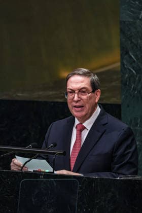 September 26, 2026, New York, New York, United States: BRUNO EDUARDO RODRIGUEZ PARRILLA, Minister of Foreign Affairs of Cuba, addresses the General Debate of the 81st UN General Assembly, denouncing intensified US economic and energy pressure on Cuba and defending Cuban sovereignty, days after the Cuban delegation walked out during US President Donald TrumpÃ¢â‚¬â ¢s address to the Assembly. New York United States - ZUMAo116 20260926_znp_o116_046 Copyright: xBiancaxOterox