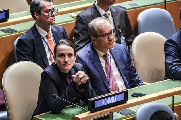 September 26, 2026, New York, New York, United States: Romanian Foreign Minister OANA TOIU and RomaniaÃ¢â‚¬â ¢s Permanent Representative to the UN CORNEL FERUTA sit in the General Assembly Hall during the first UN General Assembly address by Moldovan Prime Minister VASILE TOFAN at UNGA81. The Romanian diplomats attended as a show of support for neighbouring Moldova, with Romania a key strategic partner and strong supporter of MoldovaÃ¢â‚¬â ¢s path toward European Union membership. New York United States - ZUMAo116 20260926_znp_o116_026 Copyright: xBiancaxOterox