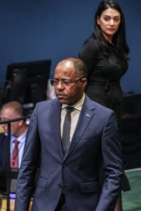 September 26, 2026, New York, New York, United States: Prime Minister of Cabo Verde FRANCISCO AVELINO VIEIRA DE CARVALHO addresses the General Debate of the 81st UN General Assembly, highlighting the priorities of the Atlantic island nation, including sustainable development, climate resilience, ocean protection, economic opportunity and the concerns of Small Island Developing States. New York United States - ZUMAo116 20260926_znp_o116_016 Copyright: xBiancaxOterox