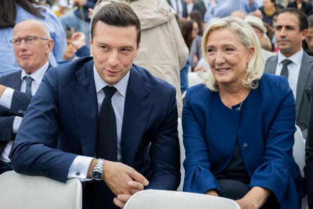 Visit to France of Pope Leo XIV - Politics at Mass At Concorde Place RN s president Jordan Bardella, Far-right party Rassemblement National (RN) candidate in France s 2027 presidential election Marine Le Pen and Laure Lavalette during a mass presided over by Pope Leo XIV at Concorde Place in Paris, France on September 26, 2026. Pope Leo XIV makes a historic apostolic journey of four days to France scheduled for September 25 to 28, 2026. Photo by Eliot Blondet ABACAPRESS.COM Paris France France  Copyright: xBlondetxEliot ABACAx