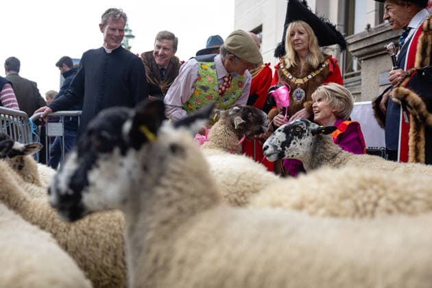 Woolmens Sheep Drive and Livery Fair 2026 on Southwark Bridge, London, UK 27 September 2026 Gloria Hunniford OBE leads the Woolmens Sheep Drive across Southwark Bridge, London, UK, on 27 September 2026. The broadcaster, who became a Freeman of the City of London earlier this year, led the annual drive to mark 80 years in entertainment, joined by Master Woolman David Hopkins, Lady Mayor Dame Susan Langley and Sheriffs of the City of London in aid of the Woolmen s Charity and the Lord Mayor s Appeal., Credit:PETE SPELLER Avalon Copyright: xPETExSPELLERx xAvalonx 1138620879