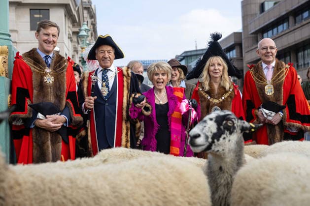 Woolmens Sheep Drive and Livery Fair 2026 on Southwark Bridge, London, UK 27 September 2026 Gloria Hunniford OBE leads the Woolmens Sheep Drive across Southwark Bridge, London, UK, on 27 September 2026. The broadcaster, who became a Freeman of the City of London earlier this year, led the annual drive to mark 80 years in entertainment, joined by Master Woolman David Hopkins, Lady Mayor Dame Susan Langley and Sheriffs of the City of London in aid of the Woolmen s Charity and the Lord Mayor s Appeal., Credit:PETE SPELLER Avalon Copyright: xPETExSPELLERx xAvalonx 1138620888