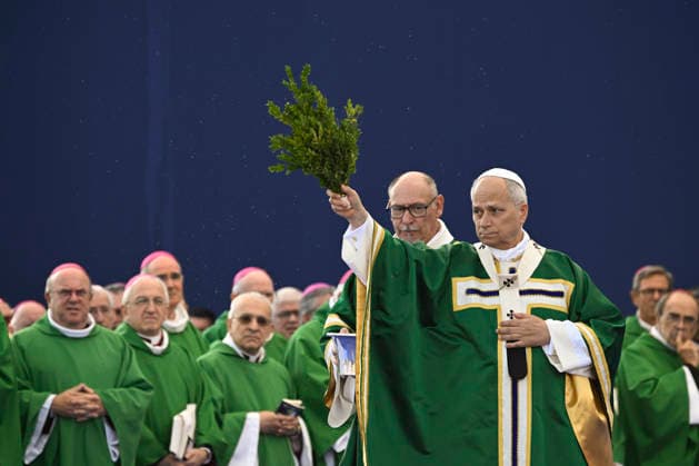 POPE LEO XIV CELEBRATES HOLY MASS AT THE PRAIRIE IN LOURDES France, Lourdes, Vatican, 2026 9 27 Holy Mass celebrated by Pope Leo XIV at the Prairie of the Sanctuary of Our Lady of Lourdes during his apostolic journey to France.. EDITORIAL USE ONLY - NO BOOKS Copyright: xVATICANxMEDIA xCatholicxPressxPhotox