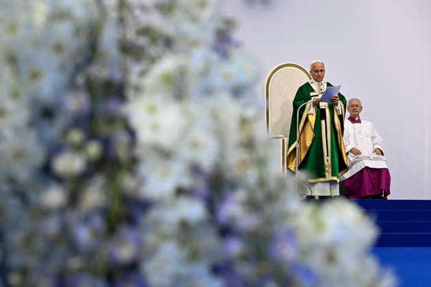 POPE LEO XIV CELEBRATES HOLY MASS AT THE PRAIRIE IN LOURDES France, Lourdes, Vatican, 2026 9 27 Holy Mass celebrated by Pope Leo XIV at the Prairie of the Sanctuary of Our Lady of Lourdes during his apostolic journey to France.. EDITORIAL USE ONLY - NO BOOKS Copyright: xVATICANxMEDIA xCatholicxPressxPhotox