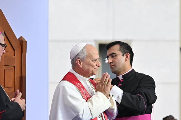 IPA89036873 - France, Lourdes, Vatican, September 27, 2026: Pope Leo XIV meets with staff and guests of the Accueil Notre-Dame at the Shrine of Our Lady of Lourdes. Photo by ALESSIA GIULIANI Catholic Press Photo  Copyright: xALESSIAxGIULIANI xCatholicxPressxPhotox xx IPA89036873