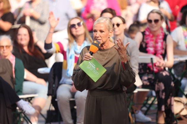 Andrea Kiewel on the ZDF TV show *Fernsehgarten Finalparty* at Lerchenberg in Mainz, September 27, 2026 Copyright: xAgenturxMatthiasxWehnertx xM.xGränzdörferx