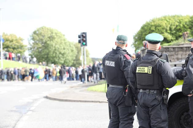 Protesters block Orange Order parade route in Portadown, Northern Ireland PORTADOWN, NORTHERN IRELAND - SEPTEMBER 27: A view of Garvaghy Road as protesters block the route of an Orange Order parade, delaying the march into Portadown town centre in Northern Ireland on September 27, 2026. Conor McCaughley Anadolu Portadown Northern Ireland. Editorial use only. Please get in touch for any other usage.  Copyright: x2026xAnadoluxConorxMcCaughleyx