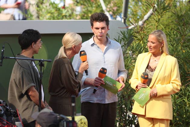 Andrea Kiewel, Lutz van der Horst, and Janine Kunze on the ZDF TV show *Fernsehgarten Finalparty* at Lerchenberg in Mainz, September 27, 2026 Copyright: xAgenturxMatthiasxWehnertx xM.xGränzdörferx