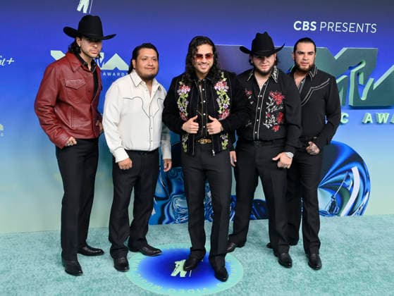 Fuerza Regida arrives on the red carpet at the 2026 MTV Video Music Awards VMA s at the Peacock Theater in Los Angeles on Sunday, September 27, 2026.  LAP20260927526 JIMxRUYMEN