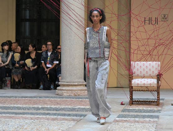MFW - HUI Runway A model walks the runway forHUI Milano Spring Summer 2027 show during Milan Fashion Week in Milan, Italy on September 27, 2026. Photo by Nick Zonna IPA ABACAPRESS.COM Milano Italy  Copyright: xZonnaxNick IPA ABACAx