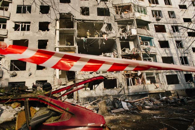 Consequences Of The Attack On Kharkiv General view of the damaged section of a residential apartment building in Kharkiv, on September 28, 2026. Russian forces struck the building with at least two guided aerial bombs (KABs) early on the morning of September 28, 2026. Kharkiv Ukraine  Copyright: xPavloxPakhomenkox originalFilename: pakhomenko-notitle260928_npCMY.jpg