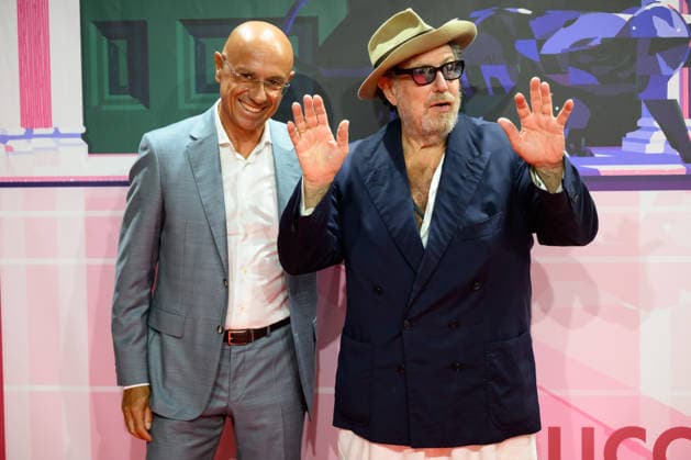 September 27, 2026, Lucca, Lucca, Italy: Paolo Tacchi and Schnabel, American director and painter, on the red carpet at the Lucca Film Festival, Lucca, 27 09 2026 Lucca Italy  - ZUMAa289 20260927_zia_a289_012 Copyright: xStefanoxDallexLuchex xAgfx