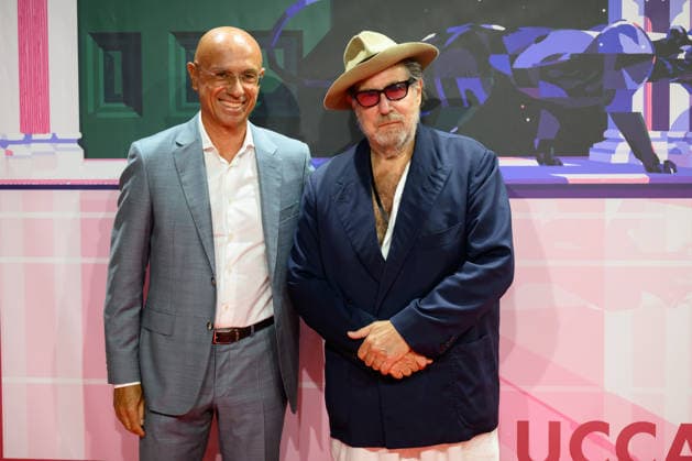 September 27, 2026, Lucca, Lucca, Italy: Paolo Tacchi and Schnabel, American director and painter, on the red carpet at the Lucca Film Festival, Lucca, 27 09 2026 Lucca Italy  - ZUMAa289 20260927_zia_a289_014 Copyright: xStefanoxDallexLuchex xAgfx